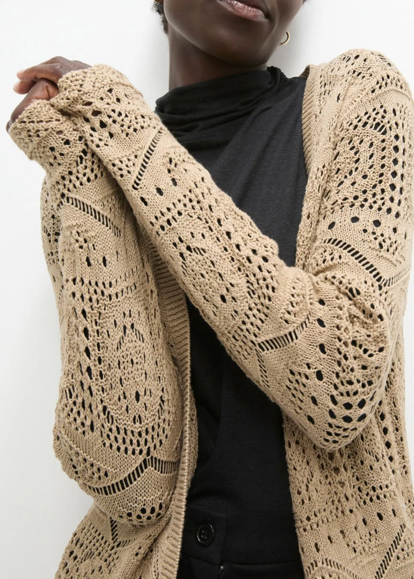 bonprix bonprix Jerséis|Ropa De Punto>Chaqueta de punto larga Beige