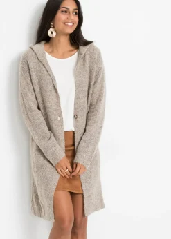 bonprix bonprix Jerséis|Ropa De Punto>Chaqueta de punto larga Beige claro jaspeado