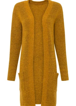 bonprix bonprix Jerséis|Ropa De Punto>Chaqueta de punto larga Marrón miel jaspeado