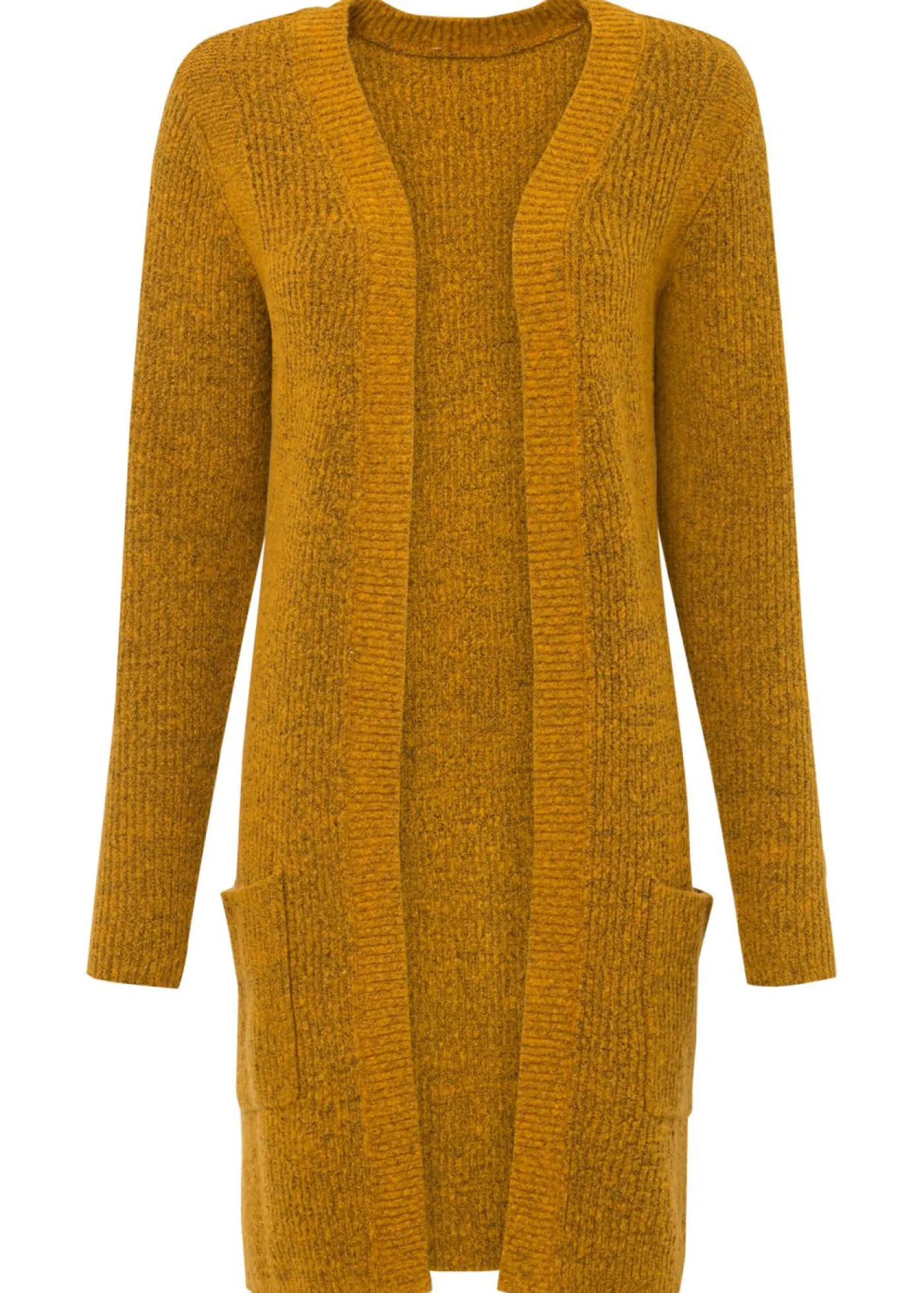 bonprix bonprix Jerséis|Ropa De Punto>Chaqueta de punto larga Marrón miel jaspeado