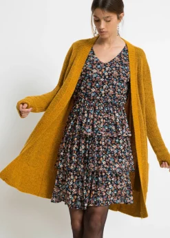 bonprix bonprix Jerséis|Ropa De Punto>Chaqueta de punto larga Marrón miel jaspeado