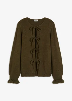 bonprix bonprix Jerséis|Ropa De Punto>Chaqueta de punto oversize de suave mezcla de lana verde oliva oscuro/verde oliva mate moteado