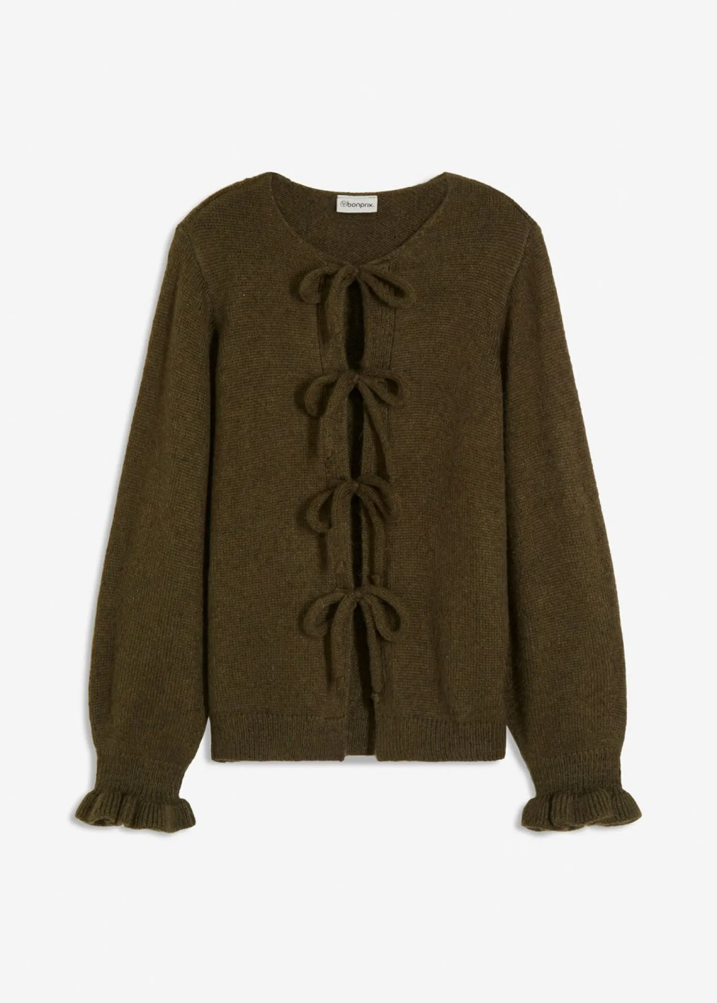 bonprix bonprix Jerséis|Ropa De Punto>Chaqueta de punto oversize de suave mezcla de lana verde oliva oscuro/verde oliva mate moteado