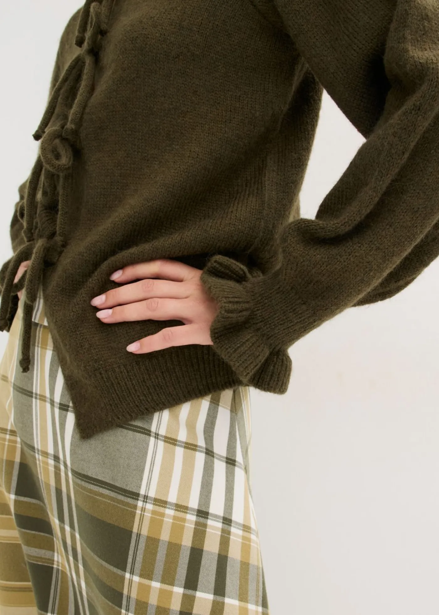 bonprix bonprix Jerséis|Ropa De Punto>Chaqueta de punto oversize de suave mezcla de lana verde oliva oscuro/verde oliva mate moteado