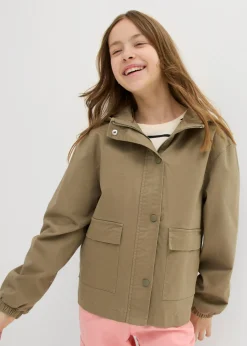 bonprix bonprix Ropa 9 A 16 Años·Chaquetas Y Outdoor>Chaqueta de sarga con bolsillos y capucha Verde oliva