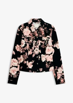 bonprix bonprix Chaquetas Y Abrigos|Novedades>Chaqueta de sarga de algodón negro/rosa pálido/rosa pálido