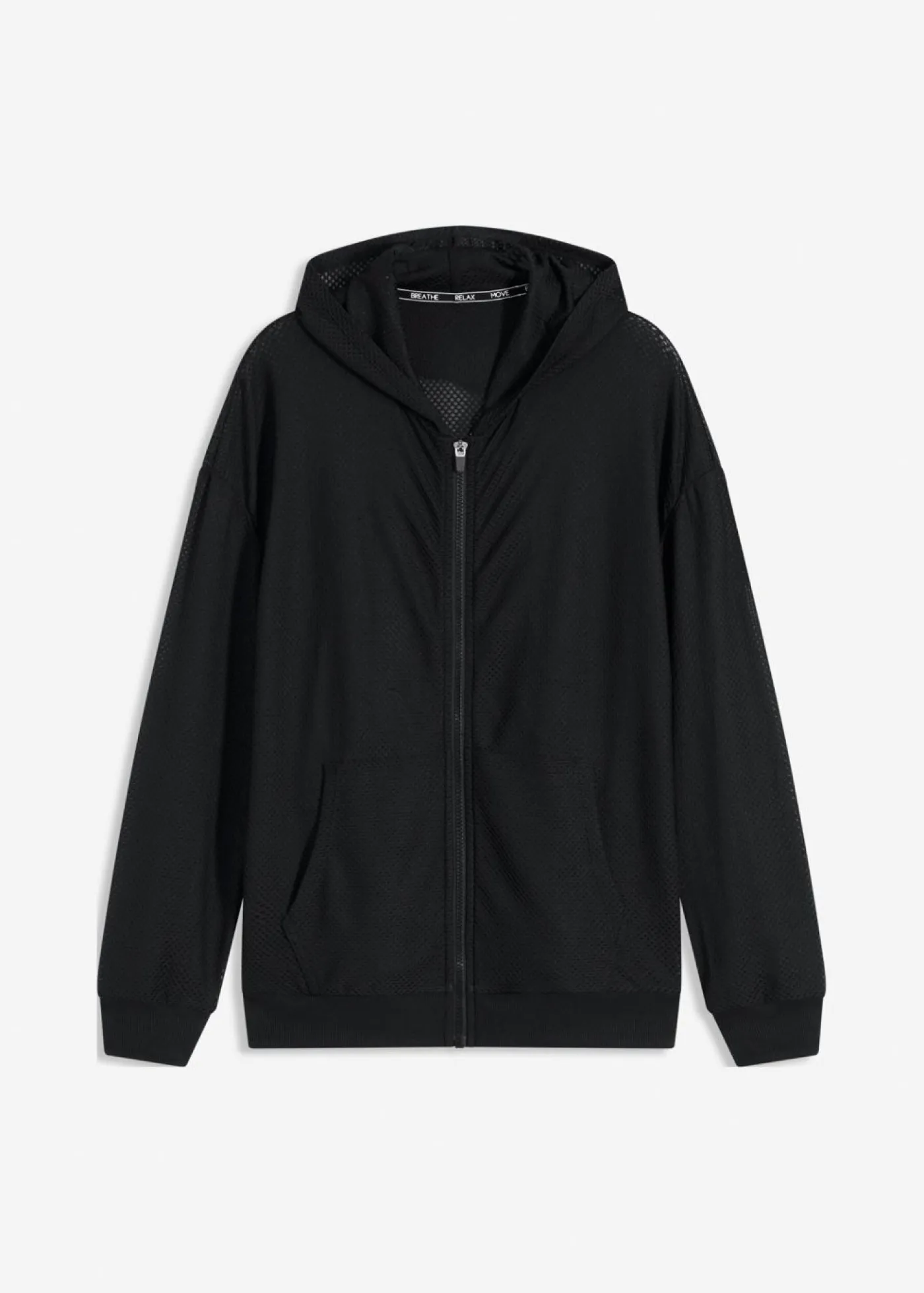 bonprix bonprix Ropa Deportiva|Chaquetas Y Abrigos>Chaqueta deportiva transparente de malla con corte holgado Negro