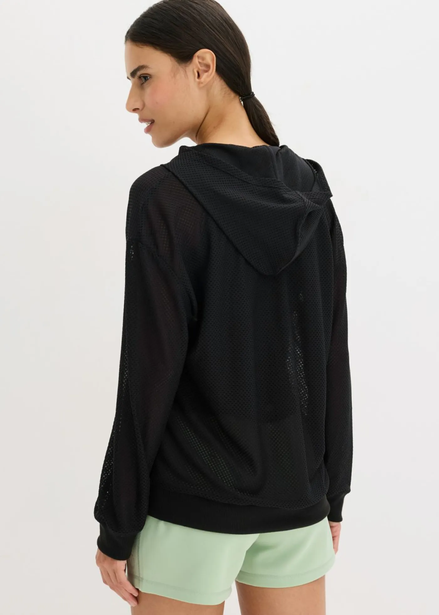 bonprix bonprix Ropa Deportiva|Chaquetas Y Abrigos>Chaqueta deportiva transparente de malla con corte holgado Negro