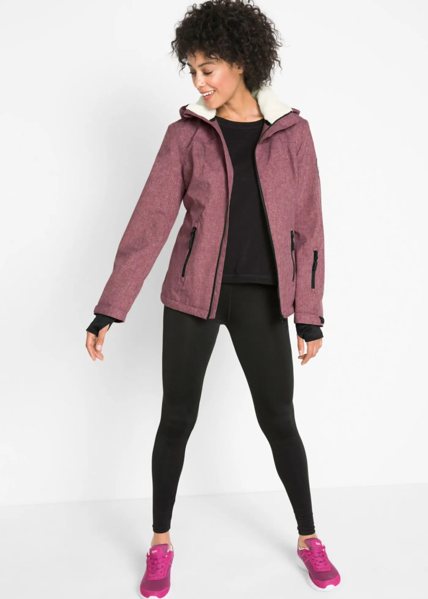 bonprix bonprix Ropa Para El Aire Libre|Ropa Deportiva>Chaqueta funcional con forro polar Burdeos moteado