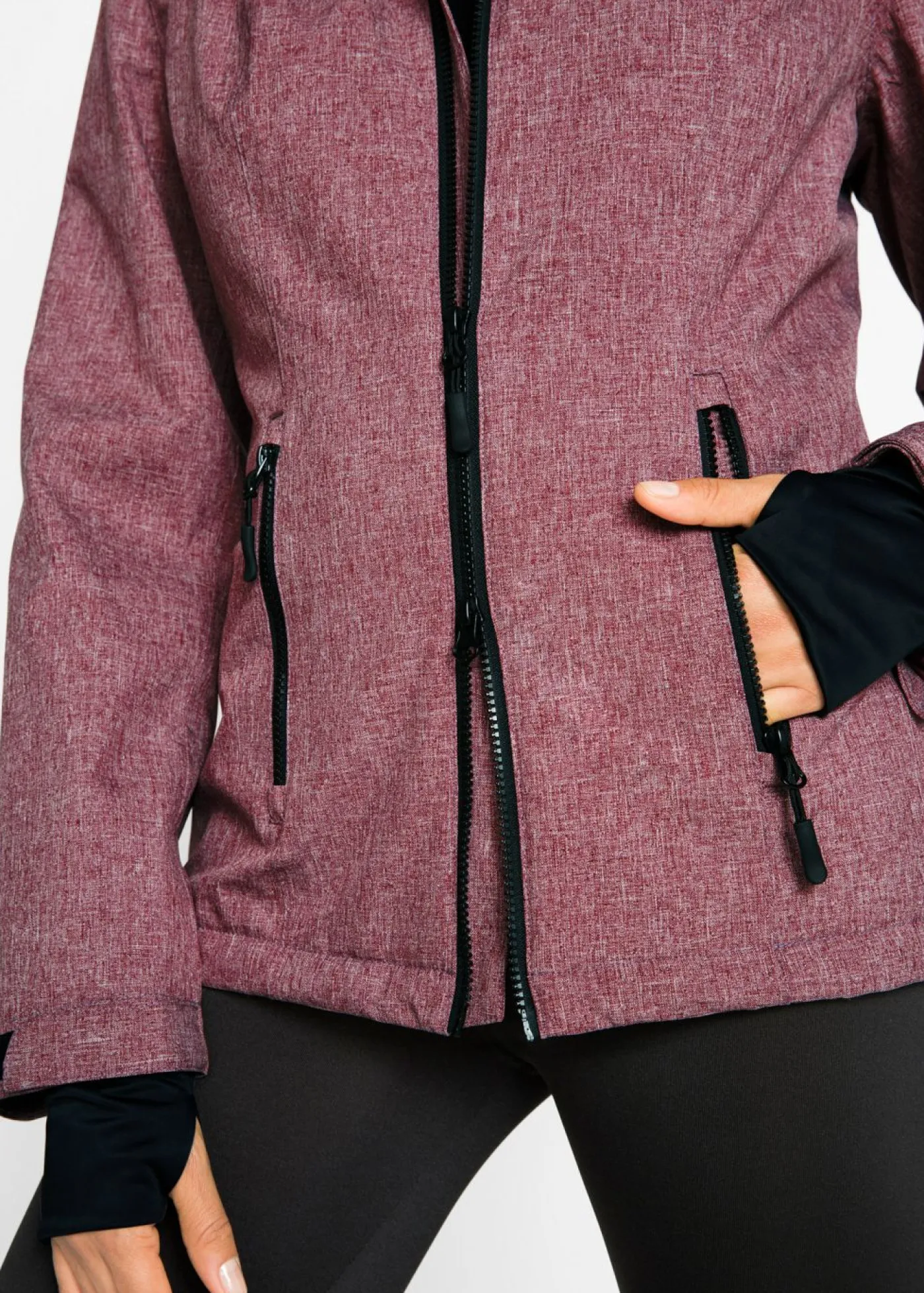 bonprix bonprix Ropa Para El Aire Libre|Ropa Deportiva>Chaqueta funcional con forro polar Burdeos moteado