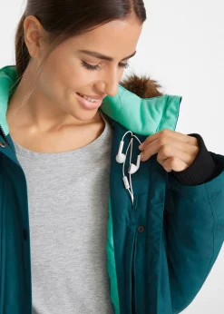 Mujer bonprix bonprix Chaqueta funcional de trekking con capucha, diseño largo y tejido impermeable