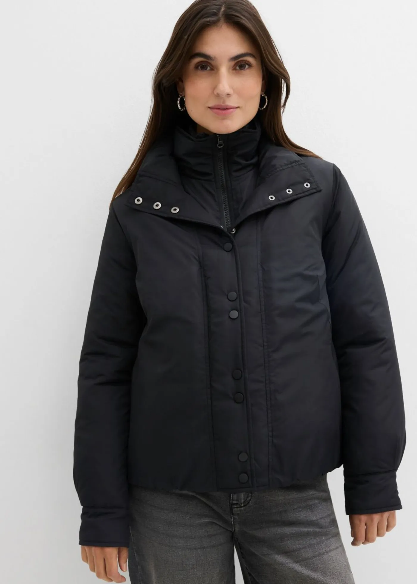 bonprix bonprix Chaquetas Y Abrigos>Chaqueta funcional impermeable con aspecto 2 en 1 Negro