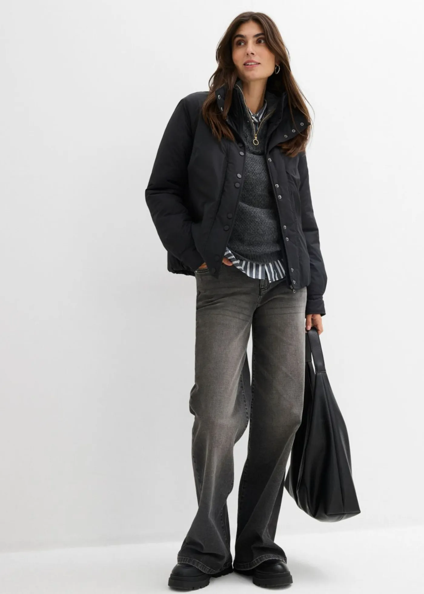 bonprix bonprix Chaquetas Y Abrigos>Chaqueta funcional impermeable con aspecto 2 en 1 Negro