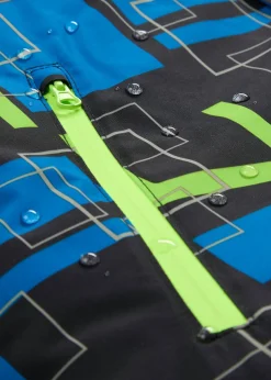 bonprix bonprix Ropa 9 A 16 Años·Chaquetas Y Ropa Outdoor>Chaqueta funcional impermeable con detalles reflectantes Negro/azur/verde neón con estampado gráfico