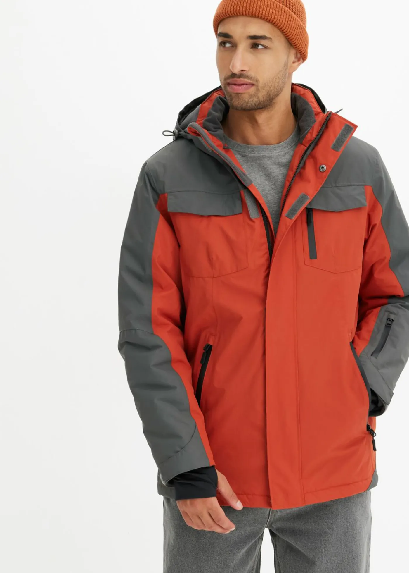 Hombre bonprix bonprix Chaqueta funcional impermeable con capucha desmontable