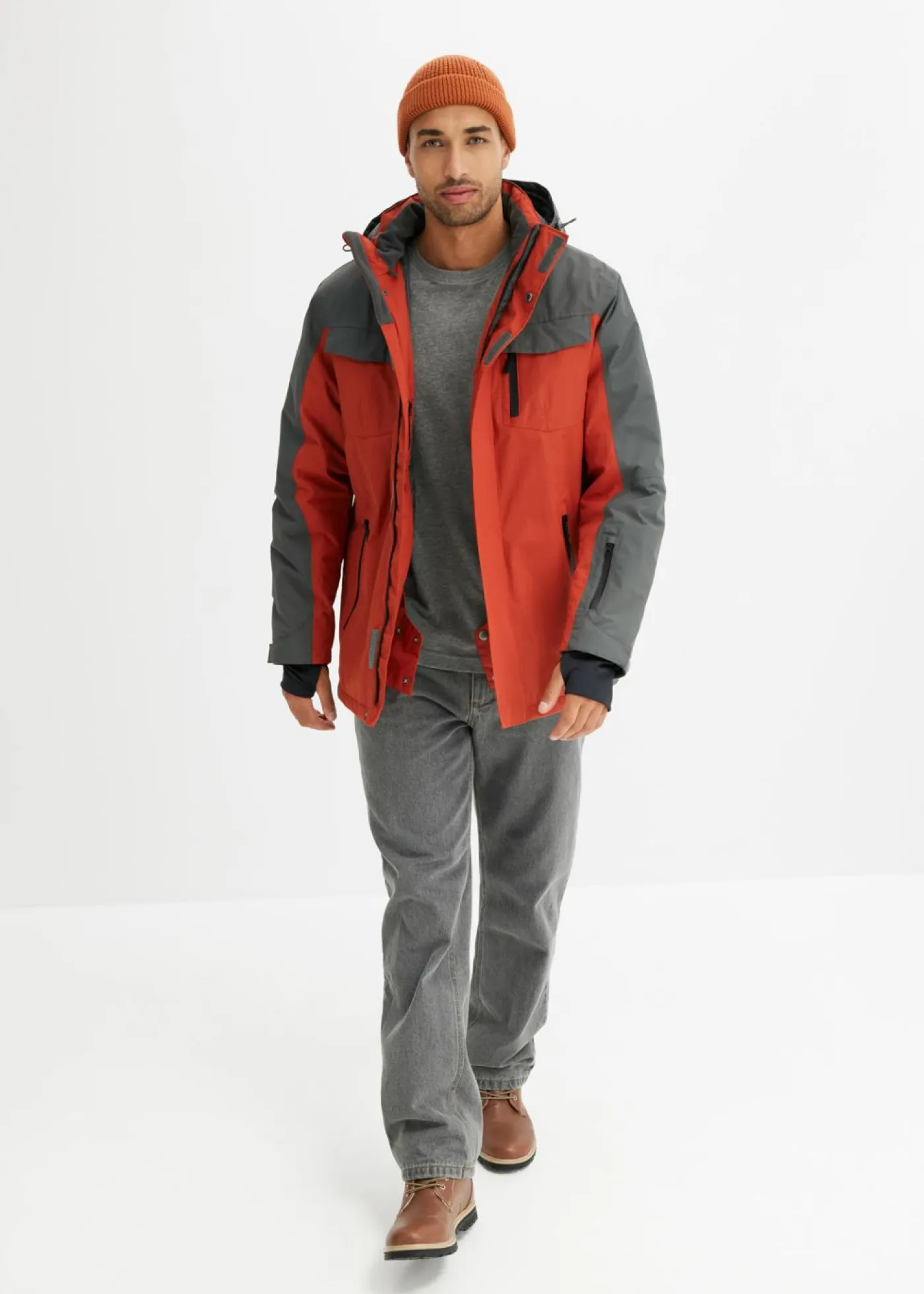 Hombre bonprix bonprix Chaqueta funcional impermeable con capucha desmontable