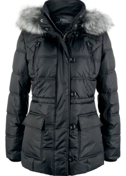 bonprix bpc bonprix collection Chaquetas Y Abrigos>Chaqueta guateada con capucha Negro