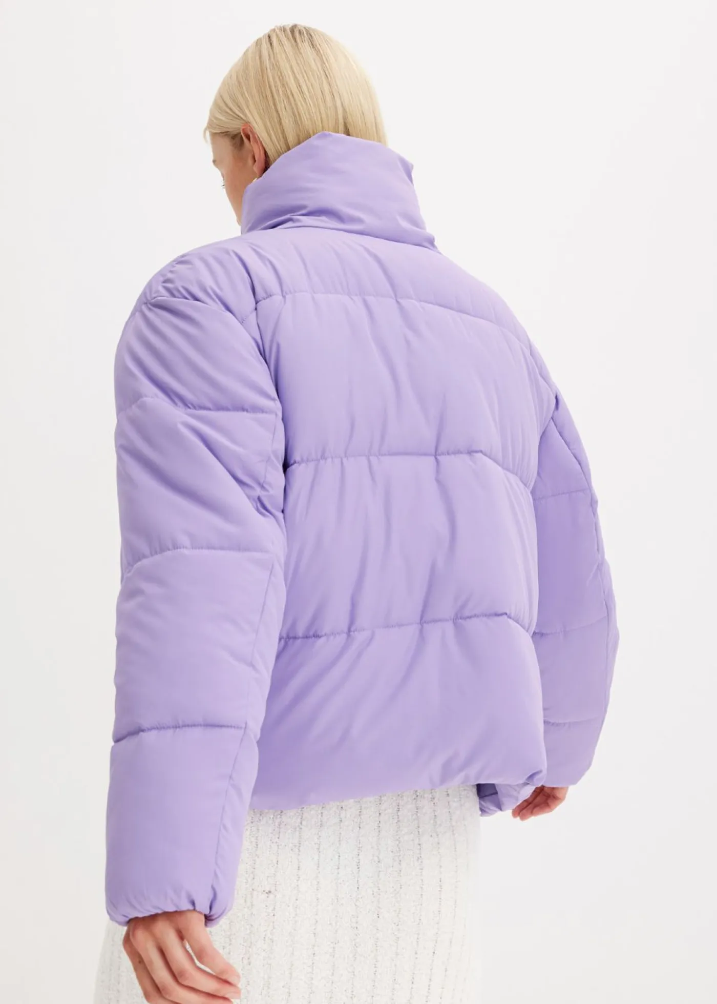 bonprix bonprix Chaquetas Y Abrigos>Chaqueta guateada con cuello alto Lila suave