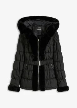 bonprix bonprix Chaquetas Y Abrigos>Chaqueta guateada con pelo sintético Negro