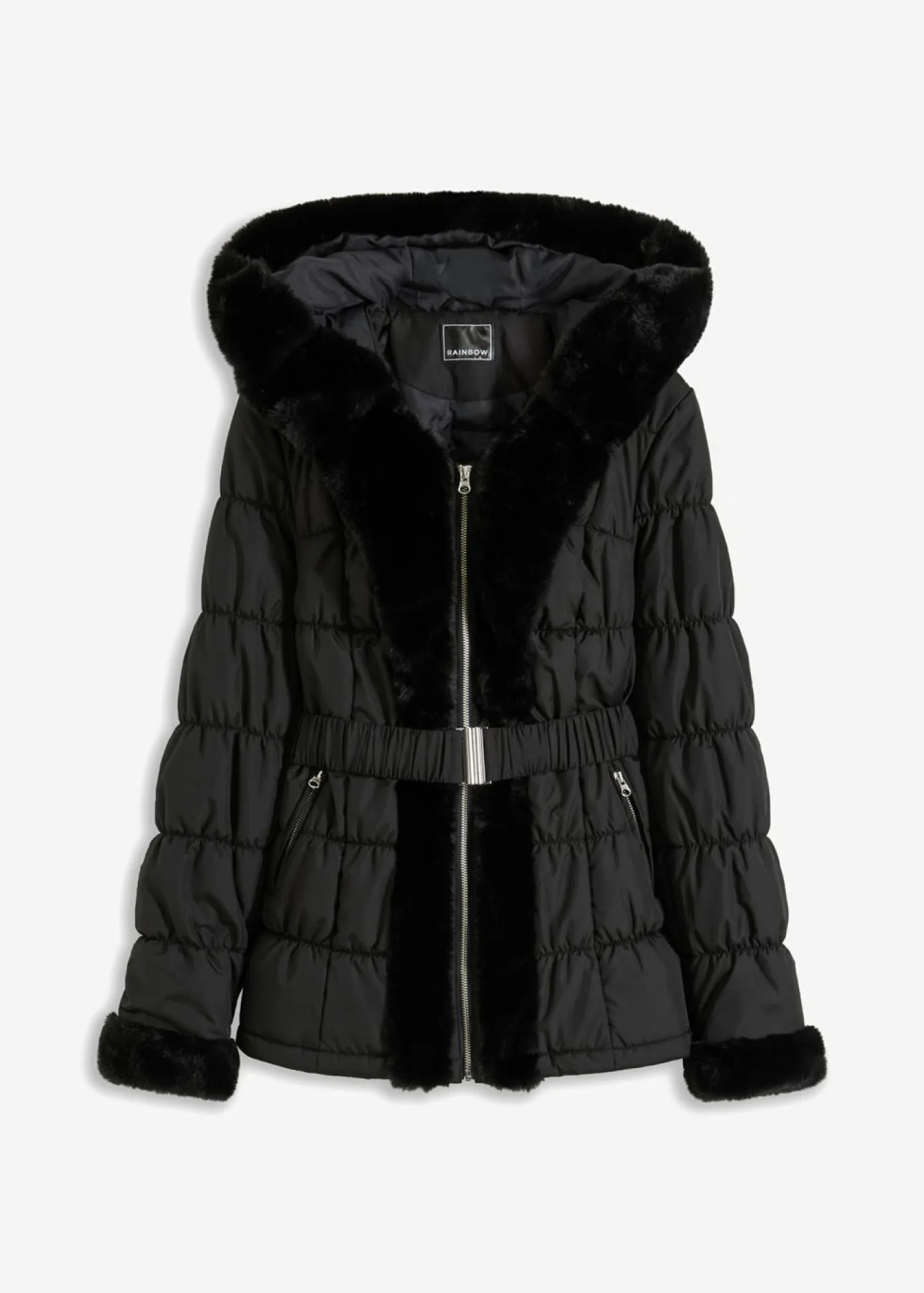 bonprix bonprix Chaquetas Y Abrigos>Chaqueta guateada con pelo sintético Negro