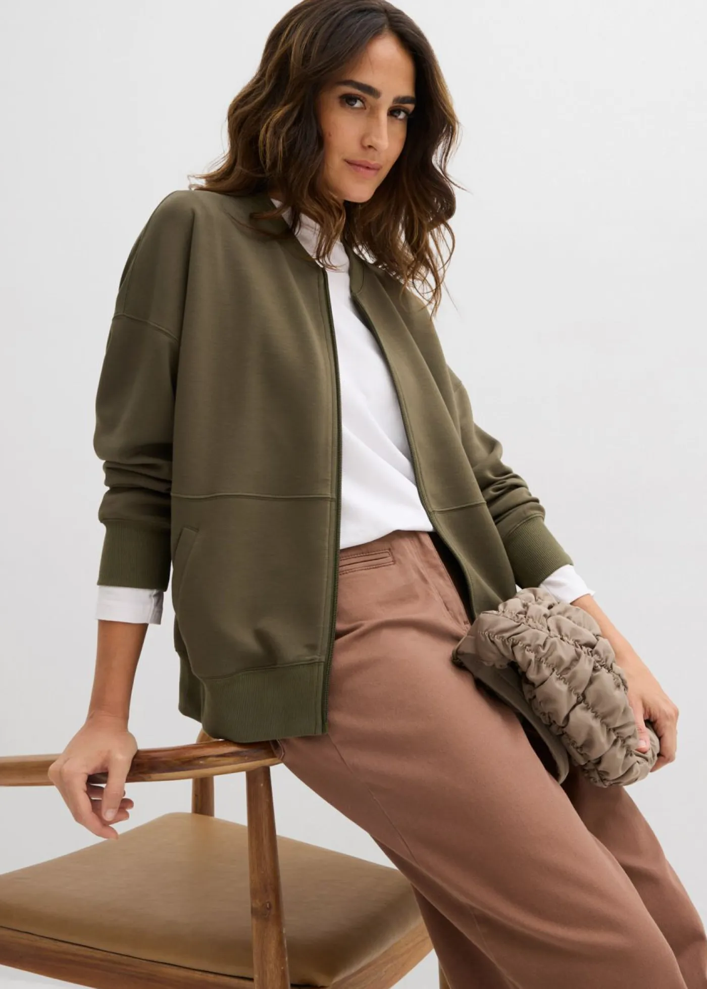 Mujer bonprix bonprix Chaqueta holgada de chándal de neopreno