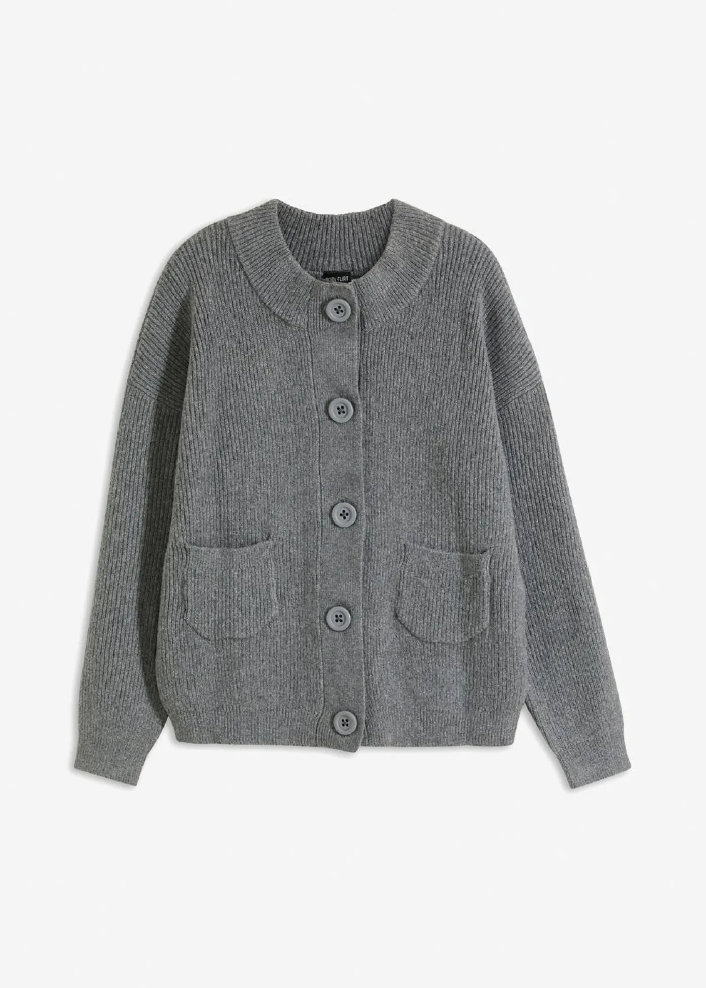 bonprix bonprix Jerséis|Ropa De Punto>Chaqueta holgada de punto gris jaspeado moteado