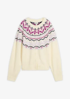 Mujer bonprix bonprix Chaqueta holgada de punto con patrón nórdico