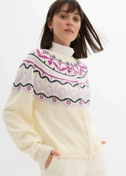 Mujer bonprix bonprix Chaqueta holgada de punto con patrón nórdico