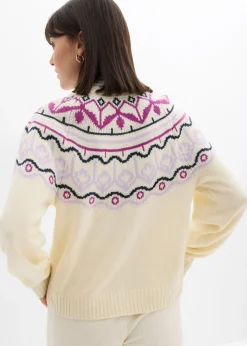 Mujer bonprix bonprix Chaqueta holgada de punto con patrón nórdico