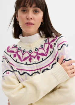 Mujer bonprix bonprix Chaqueta holgada de punto con patrón nórdico