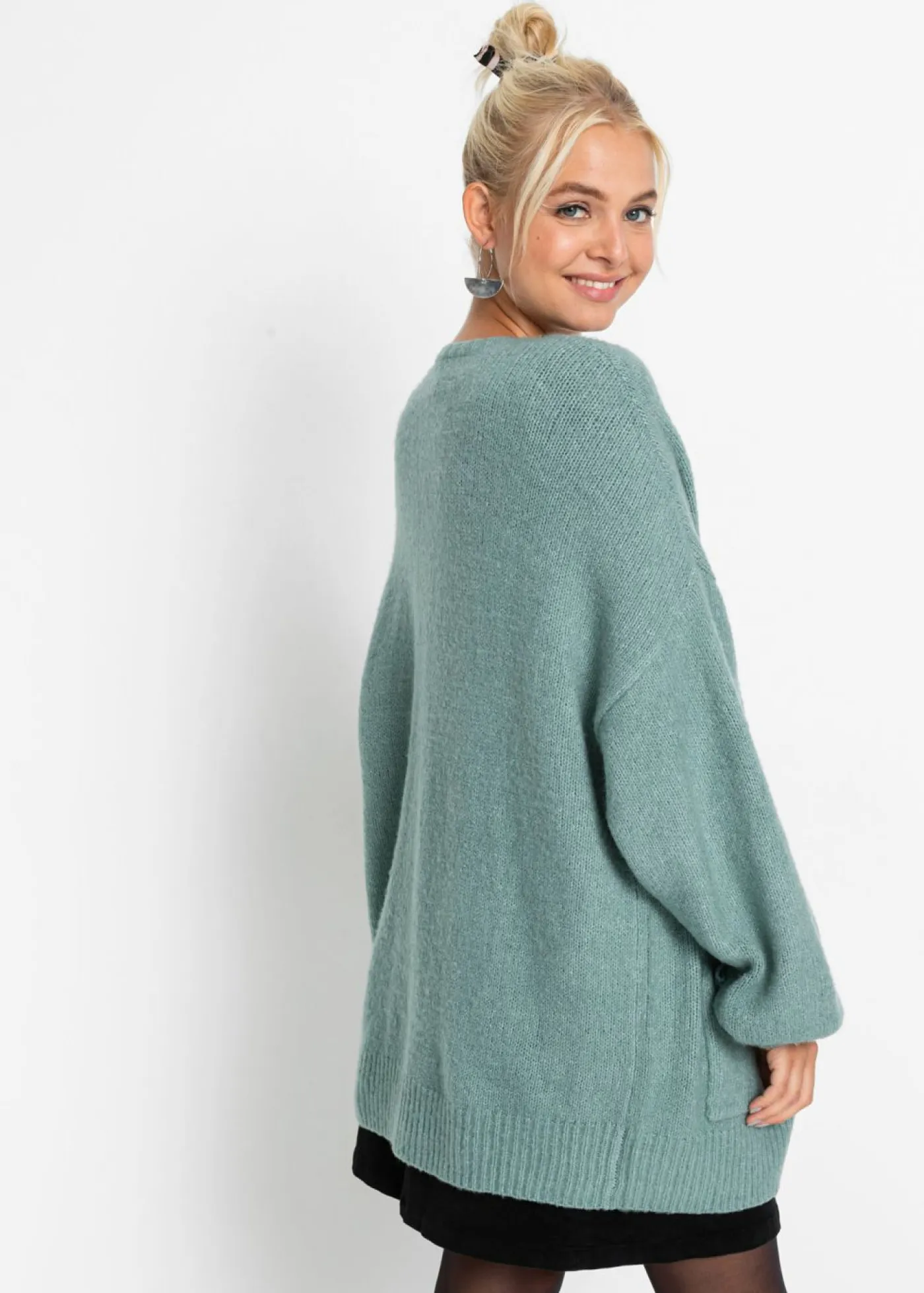 bonprix bonprix Jerséis|Ropa De Punto>Chaqueta holgada de punto salvia fumémoteado