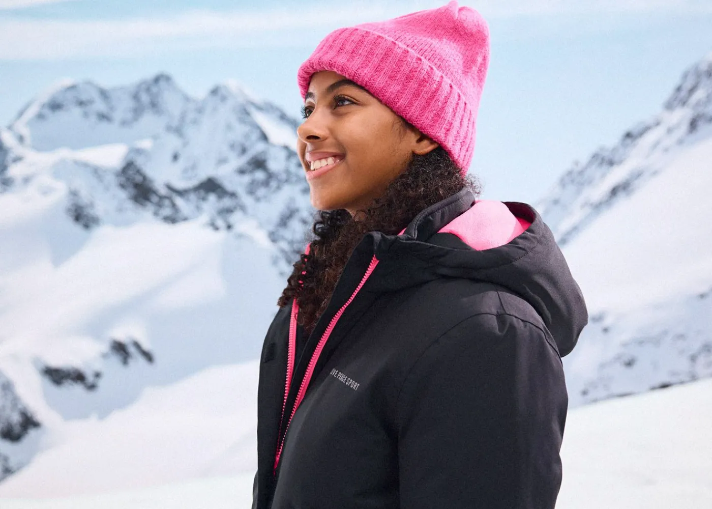 bonprix bonprix Ropa 9 A 16 Años·Chaquetas Y Outdoor>Chaqueta impermeable de esquí con detalles deportivos Negro-rosa neón