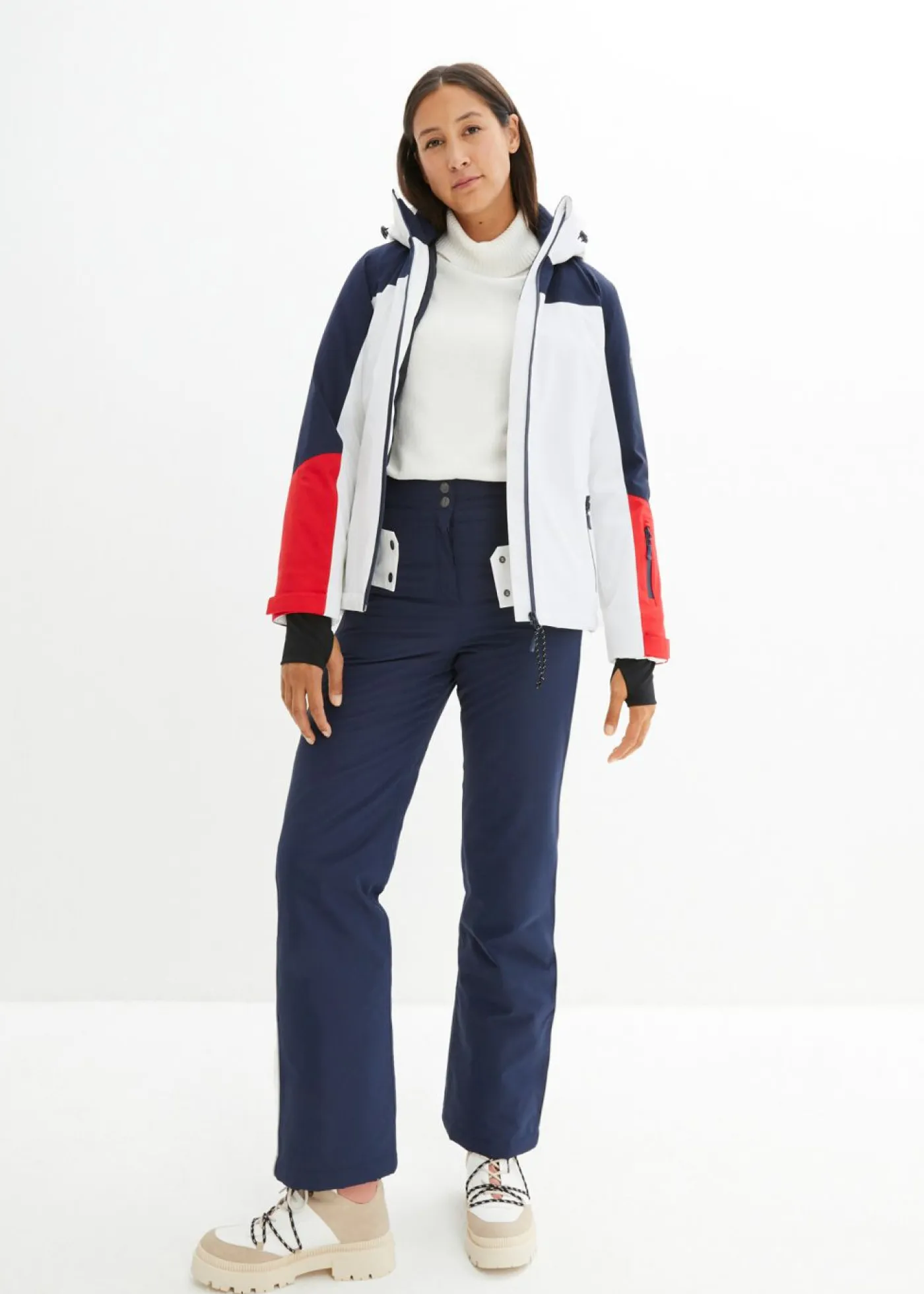 bonprix bonprix Ropa Para El Aire Libre|Ropa Deportiva>Chaqueta impermeable de esquí con aberturas de ventilación blanco-azul marino