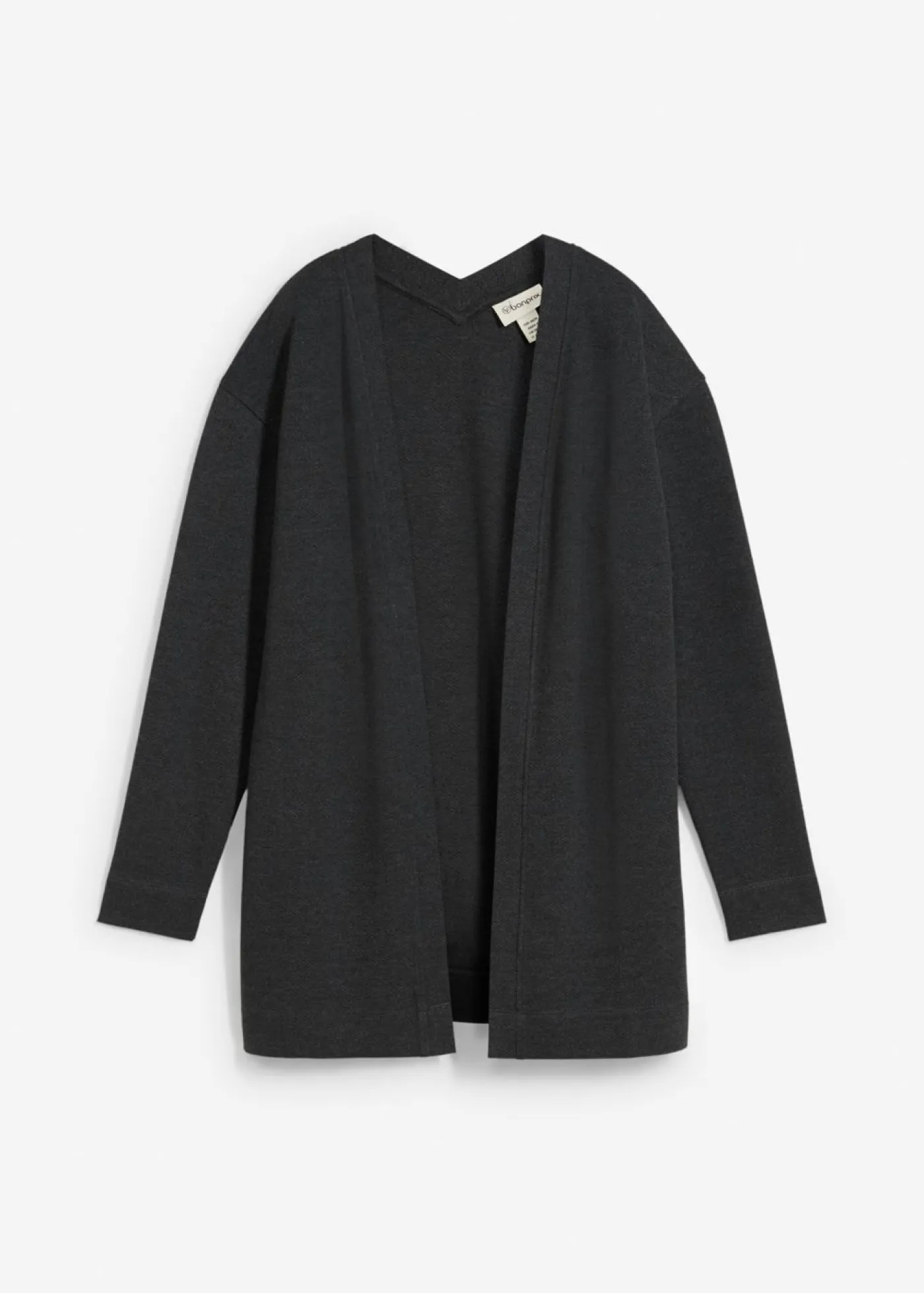 bonprix bonprix Ropa Cómoda>Chaqueta larga de chándal en suave mezcla de algodón Antracita jaspeado