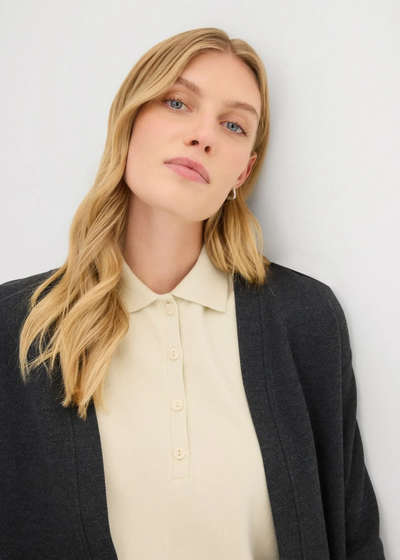 bonprix bonprix Ropa Cómoda>Chaqueta larga de chándal en suave mezcla de algodón Antracita jaspeado