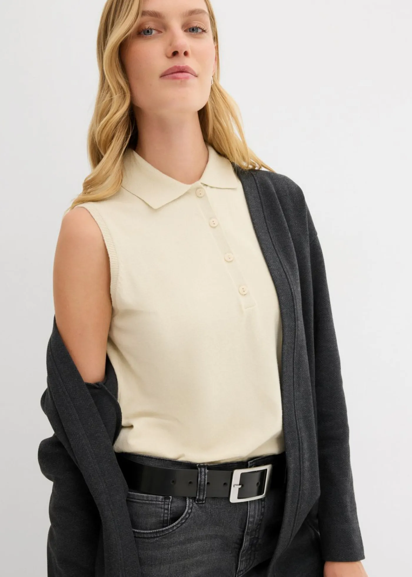 bonprix bonprix Ropa Cómoda>Chaqueta larga de chándal en suave mezcla de algodón Antracita jaspeado