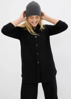 bonprix bonprix Ropa Cómoda>Chaqueta larga de chándal con bolsillos Negro