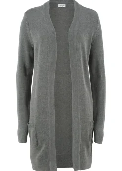 bonprix bonprix Básicos|Jerséis>Chaqueta larga de punto gris moteado