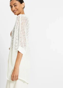 Mujer bonprix bonprix Chaqueta larga de punto con patrón calado