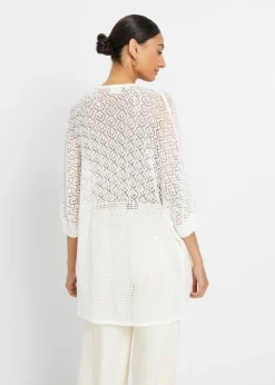 Mujer bonprix bonprix Chaqueta larga de punto con patrón calado