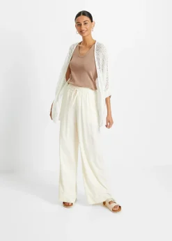 Mujer bonprix bonprix Chaqueta larga de punto con patrón calado