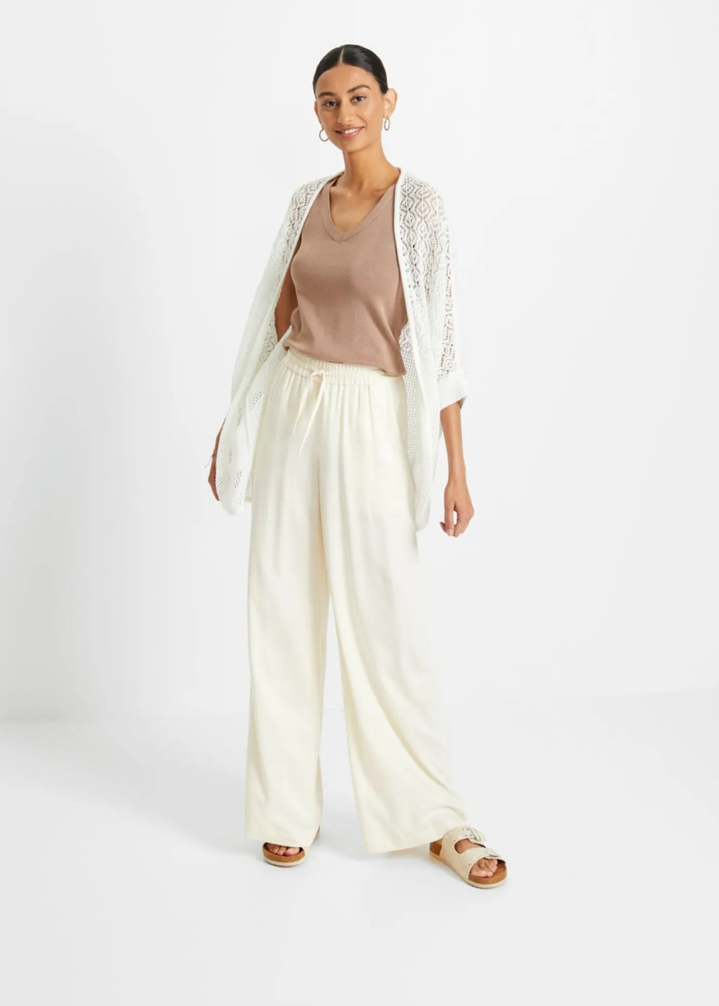 Mujer bonprix bonprix Chaqueta larga de punto con patrón calado