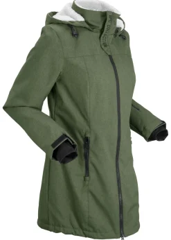bonprix bonprix Chaquetas Y Abrigos>Chaqueta larga funcional impermeable para exteriores con forro polar musgo moteado