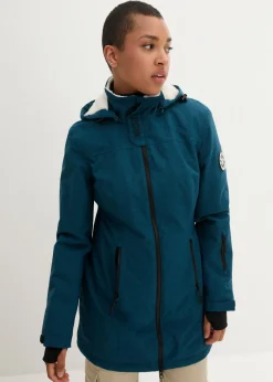 bonprix bonprix Chaquetas Y Abrigos>Chaqueta larga funcional impermeable para exteriores con forro polar verde azulado moteado