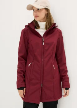 bonprix bonprix Chaquetas Y Abrigos>Chaqueta larga funcional softshell repelente al agua, forro polar suave rojo avellana