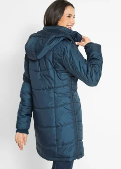 Mujer bonprix bonprix Chaqueta larga guateada con cuello y capucha