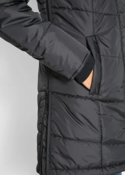 Mujer bonprix bonprix Chaqueta larga guateada con cuello y capucha
