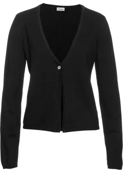 bonprix bonprix Jerséis|Ropa De Punto>Chaqueta lisa de punto fino Negro