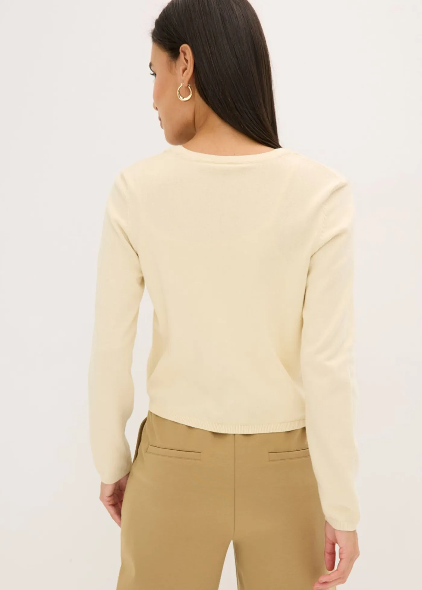 bonprix bonprix Jerséis|Ropa De Punto>Chaqueta lisa de punto fino Arena claro