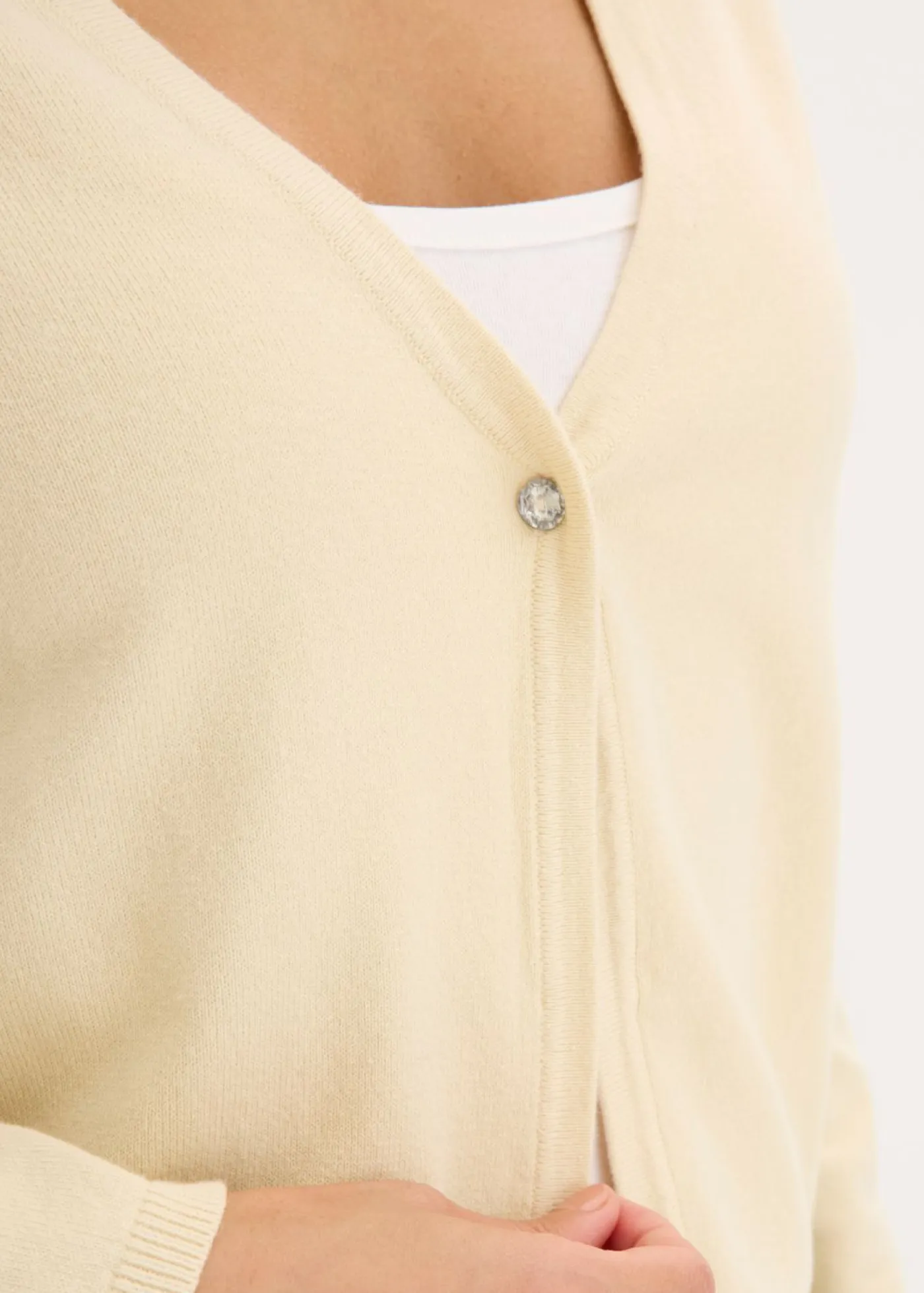 bonprix bonprix Jerséis|Ropa De Punto>Chaqueta lisa de punto fino Arena claro